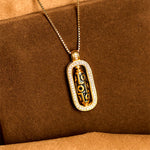 Buddha Stones 24k Gold Plated Brass Nine-eye Dzi Bead Auspicious Pattern Wealth Pendant Necklace