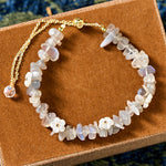 Buddha Stones Irregular Crystal Flower Design Amethyst White Crystal Balance Bracelet