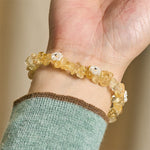 Buddha Stones Irregular Crystal Flower Design Amethyst White Crystal Balance Bracelet