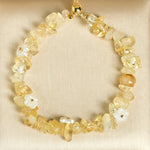 Buddha Stones Irregular Crystal Flower Design Amethyst White Crystal Balance Bracelet