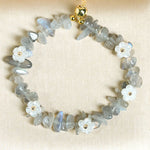 Buddha Stones Irregular Crystal Flower Design Amethyst White Crystal Balance Bracelet