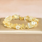 Buddha Stones Irregular Crystal Flower Design Amethyst White Crystal Balance Bracelet