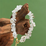 Buddha Stones Irregular Crystal Flower Design Amethyst White Crystal Balance Bracelet