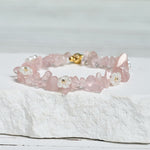 Buddha Stones Irregular Crystal Flower Design Amethyst White Crystal Balance Bracelet
