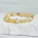 Buddha Stones Irregular Crystal Flower Design Amethyst White Crystal Balance Bracelet
