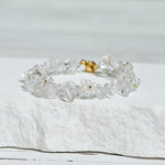 Buddha Stones Irregular Crystal Flower Design Amethyst White Crystal Balance Bracelet