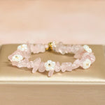 Buddha Stones Irregular Crystal Flower Design Amethyst White Crystal Balance Bracelet