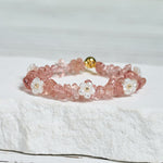 Buddha Stones Irregular Crystal Flower Design Amethyst White Crystal Balance Bracelet