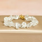 Buddha Stones Irregular Crystal Flower Design Amethyst White Crystal Balance Bracelet