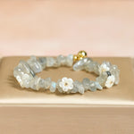 Buddha Stones Irregular Crystal Flower Design Amethyst White Crystal Balance Bracelet