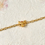 Buddha Stones 24k Gold Plated Brass Fox Design Heart Charm Chain Bracelet