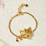 Buddha Stones 24k Gold Plated Brass Fox Mask Charm Tassel Chain Bracelet