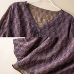 Buddha Stones Spring V-Neck Printed Floral Pattern Women's Long Sleeve Shirt