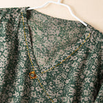 Buddha Stones Spring V-Neck Printed Floral Pattern Women's Long Sleeve Shirt