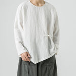 Buddha Stones Men's Chinese Frog-Button Plain Design Cotton Long Sleeve T-Shirt Zen Clothing
