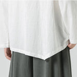 Buddha Stones Men's Chinese Frog-Button Plain Design Cotton Long Sleeve T-Shirt Zen Clothing
