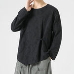 Buddha Stones Men's Chinese Frog-Button Plain Design Cotton Long Sleeve T-Shirt Zen Clothing