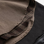 Buddha Stones Spring Plaid Pattern Fake Two-piece Long Sleeve Men's Cotton Jacket With Pocket