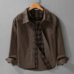 Buddha Stones Spring Plaid Pattern Fake Two-piece Long Sleeve Men's Cotton Jacket With Pocket