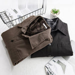 Buddha Stones Spring Plaid Pattern Fake Two-piece Long Sleeve Men's Cotton Jacket With Pocket
