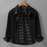 Buddha Stones Spring Plaid Pattern Fake Two-piece Long Sleeve Men's Cotton Jacket With Pocket