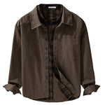 Buddha Stones Spring Plaid Pattern Fake Two-piece Long Sleeve Men's Cotton Jacket With Pocket