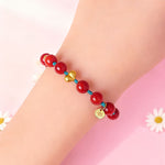 Buddha Stones 8mm South Red Agate Beads Heart Braided String Success Bracelet