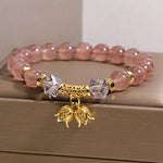 Buddha Stones Lily of the Valley Natural Strawberry Quartz Positive Beaded Bracelet