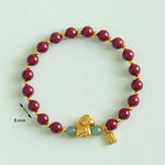 Buddha Stones Chinese Zodiac Year of the Horse Fu Character Cinnabar Hetian Jade Blessing Bracelet