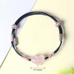 Buddha Stones Natural Heart Charm Pink Crystal Braided String Warmth Bracelet
