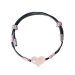 Buddha Stones Natural Heart Charm Pink Crystal Braided String Warmth Bracelet