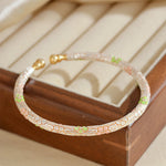 Buddha Stones Copper Handmade Enamel Flower Open Luck Bracelet Bangle