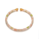 Buddha Stones Copper Handmade Enamel Flower Open Luck Bracelet Bangle