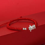 Buddha Stones 999 Sterling Silver Koi Fish Design 990 Sterling Silver Bead Red String Luck Bracelet