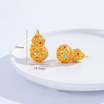 Buddha Stones Hollow Gourd Design 24k Gold Plated Brass Rope Necklace Pendant