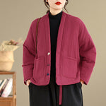 Buddha Stones Winter Long Sleeve Cotton Women's Thermal Jacket With Pockets