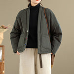 Buddha Stones Winter Long Sleeve Cotton Women's Thermal Jacket With Pockets