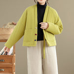 Buddha Stones Winter Long Sleeve Cotton Women's Thermal Jacket With Pockets