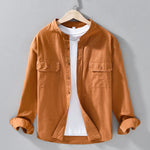 Buddha Stones Crew Neck Solid Color Men's Long Sleeve Cotton Thickened Jacket With Pockets