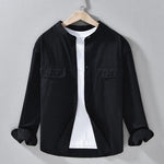 Buddha Stones Crew Neck Solid Color Men's Long Sleeve Cotton Thickened Jacket With Pockets