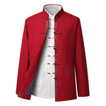 Buddha Stones Fu Character Embroidery Tang Suit Frog-Button Men's Long Sleeve Jacket Shirt Pants