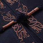 Buddha Stones Fu Character Embroidery Tang Suit Frog-Button Men's Long Sleeve Jacket Shirt Pants