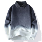 Buddha Stones Winter Stand Collar Gradient Color Design Warm Men's Long Sleeve Knitted Sweater