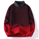 Buddha Stones Winter Stand Collar Gradient Color Design Warm Men's Long Sleeve Knitted Sweater