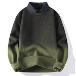 Buddha Stones Winter Stand Collar Gradient Color Design Warm Men's Long Sleeve Knitted Sweater