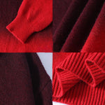 Buddha Stones Winter Stand Collar Gradient Color Design Warm Men's Long Sleeve Knitted Sweater