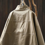 Buddha Stones Fall Buttons Long Sleeve Mid-length Cotton Women's Jacket With Pockets