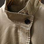 Buddha Stones Fall Buttons Long Sleeve Mid-length Cotton Women's Jacket With Pockets