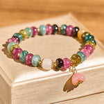 Buddha Stones Tourmaline Yanyuan Agate Peach Blossoms Love Bracelet
