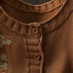 Buddha Stones Floral Buttons Cotton Women's Long Batwing Sleeve Knitted Cardigan